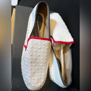 Tommy Hilfiger White Star Slip-Ons with Red Trim